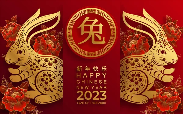 Frohes Chinesisches Neues Jahr 2023 Jahr Des Hasen Sternzeichen Mit — Stockvektor