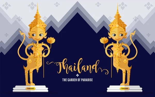 Tayland seyahati konsepti Tayland 'da ziyaret edilecek en güzel yerler düz tasarım renkleriyle.
