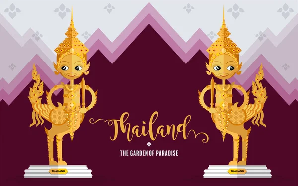 Tayland seyahati konsepti Tayland 'da ziyaret edilecek en güzel yerler düz tasarım renkleriyle.