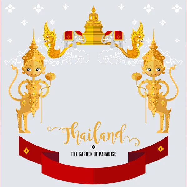 Таїланд Туристичний Концепт Найкрасивіші Місця Відвідування Таїланді Пласкому Стилі — стоковий вектор