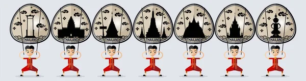 Thaiföld Utazási Koncepció Legszebb Hely Hogy Látogassa Meg Thaiföldön Lapos — Stock Vector