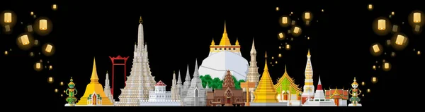 Tailandia Concepto Viaje Los Lugares Más Bellos Para Visitar Tailandia — Vector de stock