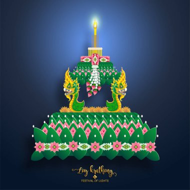 Loy Krathong Festivali düz stil. Tayca metin çevirisi: Loy Krathong Festivali düz stil