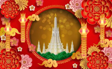 Loy Krathong Festivali düz stil. Tayca metin çevirisi: Düz stil içinde Loy Krathong Festivali