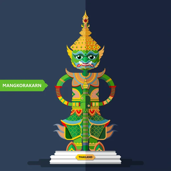 Ramayana Gigantyczne Rzeźby Płaskim Stylu — Wektor stockowy