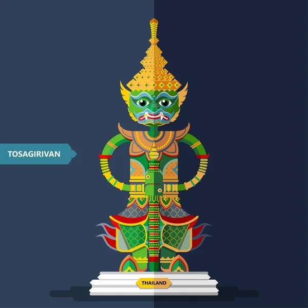 Ramayana Sculptures Géantes Dans Style Plat — Image vectorielle