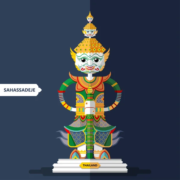 Ramayana Sculptures Géantes Dans Style Plat — Image vectorielle