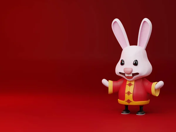 Illustration Cute Rabbits Happy Chinese New Year 2023 Year Rabbit — Stock Photo, Image