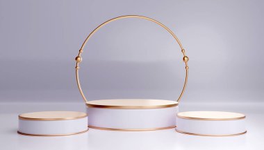 Ürün gösterisi geometrik renk arkaplanı için 3B canlandırma podyumu