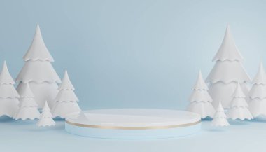 Noel Baba ve Noel ağacı, hediye kutuları, kurdele, ürün, parfüm, tanıtım, sunum, arka plan rengi kozmetik. .