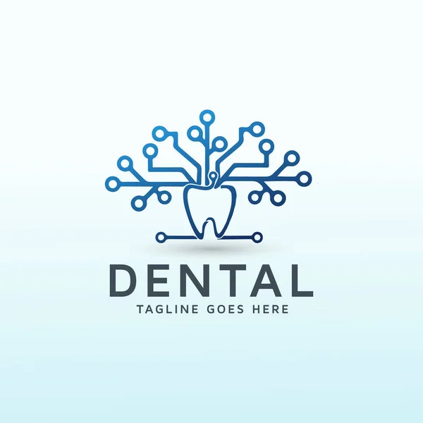 Technologia Projektowania Logo Wektora Drzewa Dentystycznego — Wektor stockowy