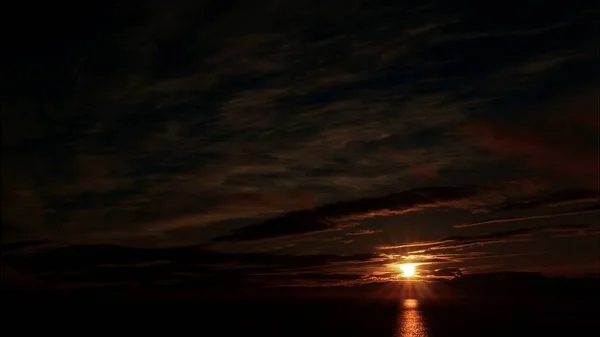 Rudý Západ Slunce Moři — Stock fotografie