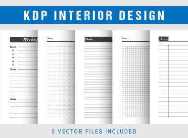 Yazdırılabilir Not Defteri Kağıdı KDP İç Tasarım Şablonu 