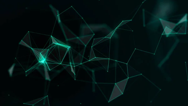 Nätanslutningsteknik Abstrakt Grön Bakgrund Med Punkter Linjer Och Trianglar Digital — Stockfoto