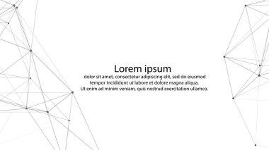 Ağ bağlantısı teknolojisi. Noktalar ve çizgilerle soyut beyaz arkaplan. Dijital fütüristik fon. Büyük veri görselleştirmesi. Vektör illüstrasyonları.