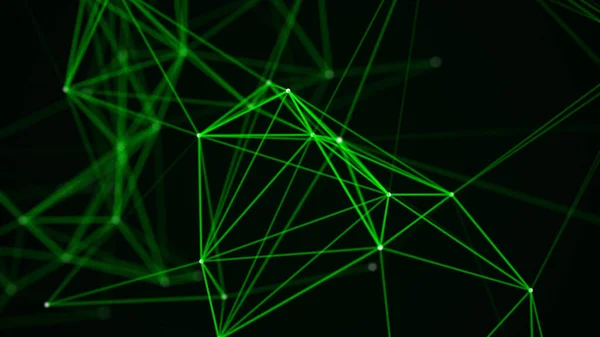 Nätanslutningsteknik Abstrakt Grön Bakgrund Med Punkter Och Linjer Digital Futuristisk — Stockfoto