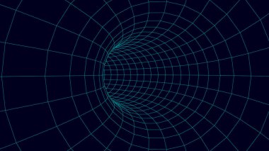 Fütürist soyut çerçeve tüneli. 3 boyutlu delik ızgara arka planı. Web sitesi ve afiş tasarımı için. Büyük veri görselleştirmesi. Vektör illüstrasyonu.