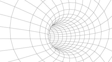 Fütürist soyut çerçeve tüneli. 3 boyutlu delik ızgara arka planı. Web sitesi ve afiş tasarımı için. Büyük veri görselleştirmesi. Vektör illüstrasyonu.