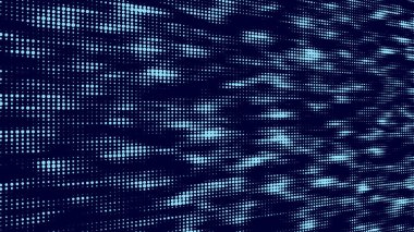 Yarım tonlu noktaların dokusu. Fütürist soyut arka plan. Parçacık deseni. Büyük verilerin görselleştirilmesi. Kırık ekran. Vektör illüstrasyonu.