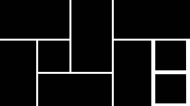 Kolaj dokuz boş çerçeve. Şablon fotoğraf parçaları. Vektör illüstrasyonu.