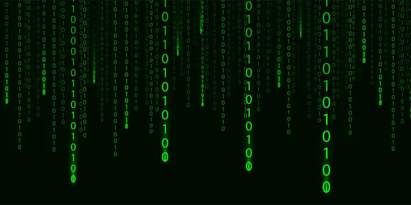Koyu arkaplanda yeşil matris, farklı sayılar ve ışık var. Büyük veri görselleştirmesi. Dijital doku arkaplanı. Vektör illüstrasyonu.