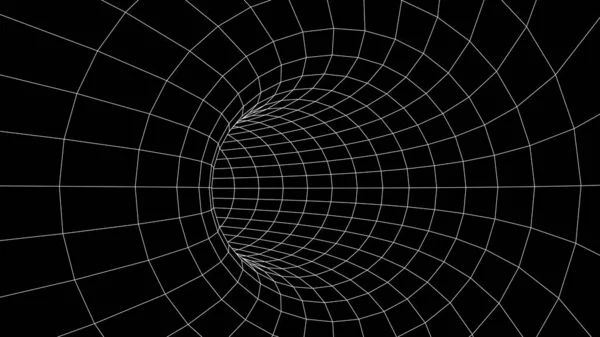 Fütürist soyut çerçeve tüneli. 3 boyutlu delik ızgara arka planı. Web sitesi ve afiş tasarımı için. Büyük veri görselleştirmesi. Vektör illüstrasyonu.