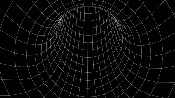 Fütürist soyut çerçeve tüneli. 3 boyutlu delik ızgara arka planı. Web sitesi ve afiş tasarımı için. Büyük veri görselleştirmesi. Vektör illüstrasyonu.