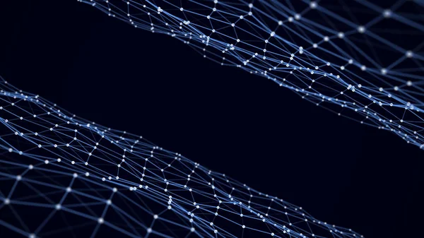 Τεχνολογία Σύνδεσης Δικτύου Αφηρημένο Σκούρο Μπλε Φόντο Σημεία Και Γραμμές — Φωτογραφία Αρχείου