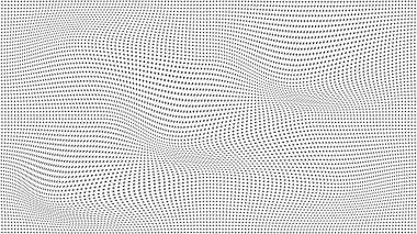 Modern, fütüristik, kusursuz desen. Kavis ve optik illüzyon etkisiyle soyut dalgalı noktalı arka plan. Posterler, siteler, çıkartmalar ve kartpostallar için vektör stili.