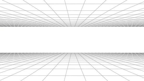 Футуристическая Цифровая Сетка Белый Фон Технология Wireframe Третья Перспектива Векторная — стоковый вектор
