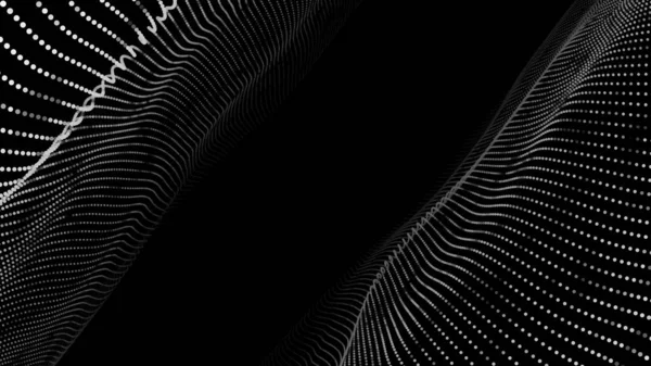 Цифровая Будущая Волна Точками Черном Фоне Большая Визуализация Данных Векторные — стоковый вектор