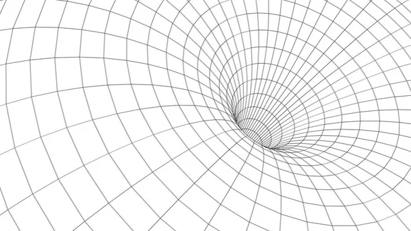 Fütürist soyut çerçeve solucan deliği. 3D portal deliği ızgara arka planı. Web sitesi ve afiş tasarımı için. Büyük veri görselleştirmesi. Vektör illüstrasyonu.