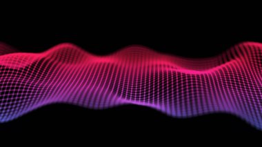 Digital gradient wave with dots on the dark background. The futuristic abstract structure of network connection. Big data visualization. 3D rendering.