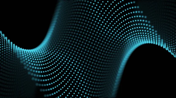 Digital Gradient Wave Dots Dark Background Futuristic Abstract Structure Network — Fotografia de Stock
