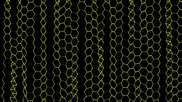 Ψηφιακό Κύμα Εξάγωνων Σκοτεινό Φόντο Φουτουριστικό Αφηρημένη Δομή Σύνδεσης Δικτύου — Φωτογραφία Αρχείου