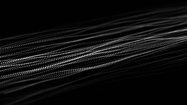 Digital Gradient Wave Dots Dark Background Futuristic Abstract Structure Network — Stockfoto