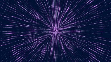 Siyah arkaplanda noktalar olan dijital bir gelecek dalgası. Büyük veri görselleştirmesi. Vektör illüstrasyonları.