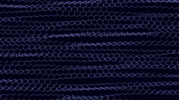 Ψηφιακό Κύμα Εξάγωνων Σκοτεινό Φόντο Φουτουριστικό Αφηρημένη Δομή Σύνδεσης Δικτύου — Διανυσματικό Αρχείο