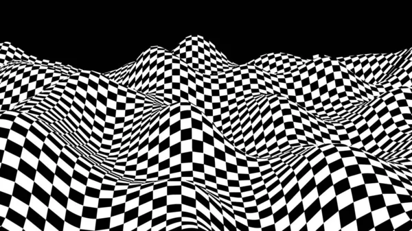 Abstrakt Svart Och Vitt Schack Koncept Bakgrund Vågmönster Med Effekten — Stock vektor