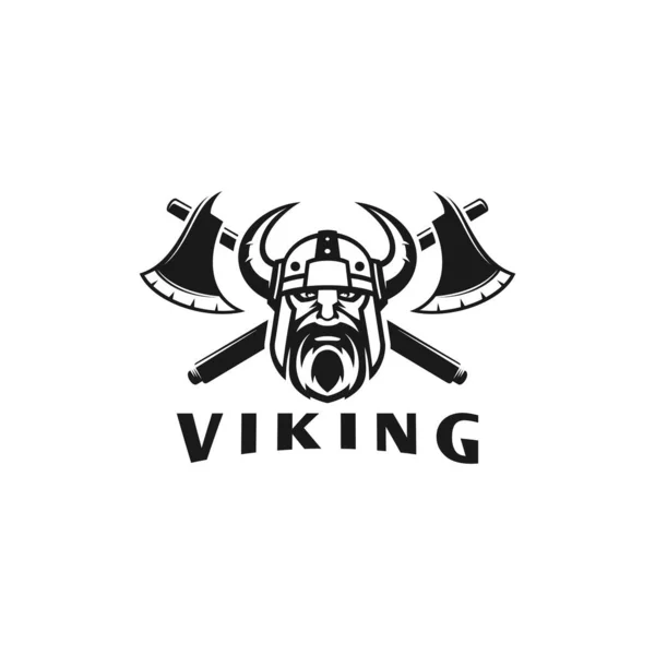 Викинг Воин Череп Топоры Логотип Векторное Изображение — стоковый вектор