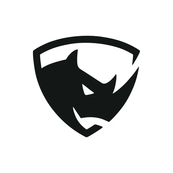 Rhino Cabeça Escudo Empresa Logotipo Design — Vetor de Stock