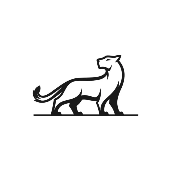 Jaguar Puma Leão Pantera Silhueta Logotipo Design — Vetor de Stock