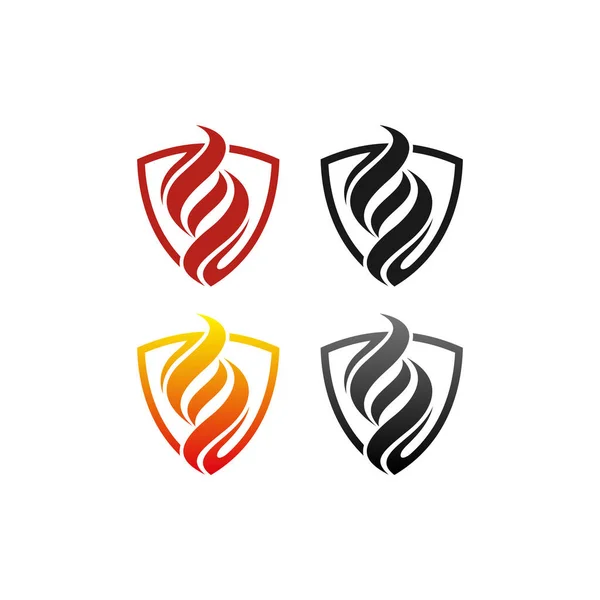 Δημιουργική Αφηρημένη Ασπίδα Πρότυπο Διάνυσμα Σχεδιασμού Λογότυπου Φωτιάς — Διανυσματικό Αρχείο