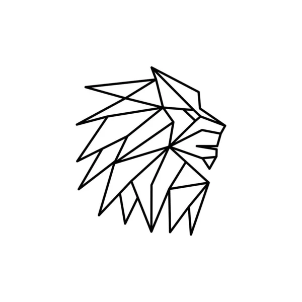 Lion Cabeça Origami Linha Arte Logotipo Vetor Modelo — Vetor de Stock