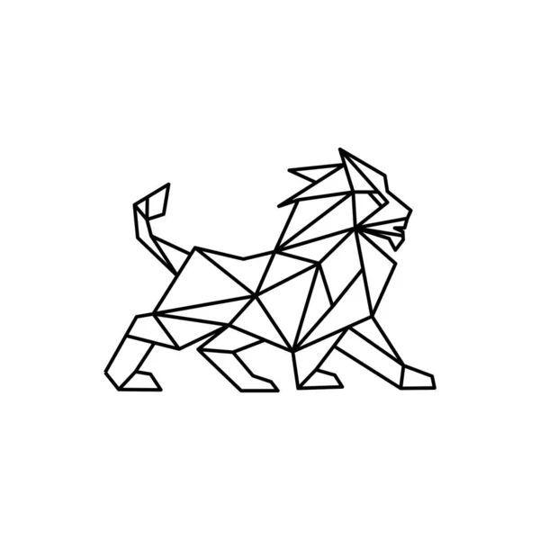 Lion Origami Linha Arte Logotipo Vetor Modelo — Vetor de Stock