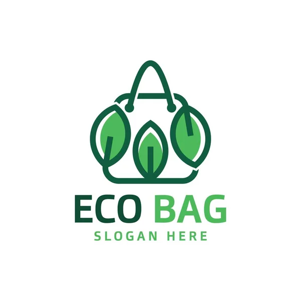 Saco Ecológico Folhas Reciclar Logotipo Vetor — Vetor de Stock