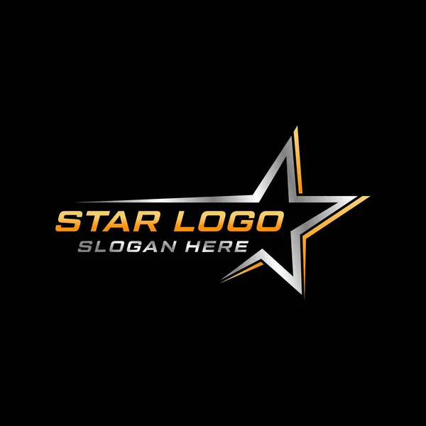 Modelo Logotipo Prata Dourada Estrela —  Vetores de Stock
