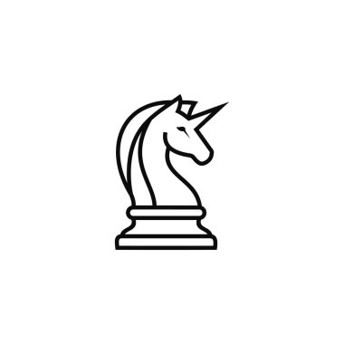 Kara Satranç Şövalyesi Pegasus Tekboynuz çizgili sanat logosu tasarım vektörü