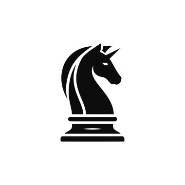 Kara Satranç Şövalyesi Pegasus Tekboynuz siluet logo tasarımı vektörü