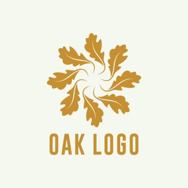 Meşe yaprağı güneş vektör tasarımı logosu